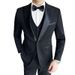 Smoking da sposo da uomo in stile coreano, tinta unita, con revers a lancia, con un bottone, completo da tre pezzi_voghion.com