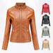 Women's Clothing Leather Jacket Leather Jacket Casual Spring and Autumn Coat_voghion.com