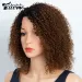 Ombre Braun Verworrene Lockige Perücke Kurze Bob Menschliches Haar Perücken Für Frauen_voghion.com