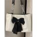 Korean Style Women's 2024 New Niche Bow Tote Summer Large Capacity Canvas Cute Shoulder Bag_voghion.com