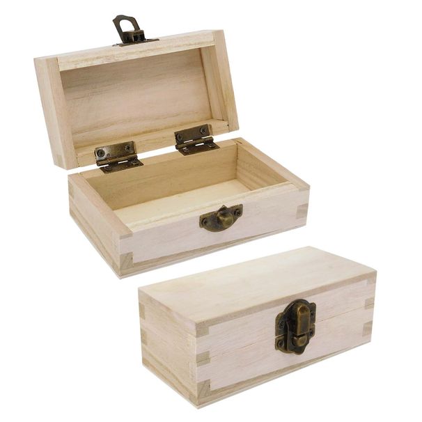 Plain Wood Wooden Rectangular Hinged Storage & Christmas Eve Boxes - CHOOSE SIZE_voghion.com