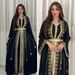 Elegant Muslim Abaya Dress With Embroidery & Beading - Long Sleeve Modest Two-Piece Set For Women, Comfortable Polyester Fabric_voghion.com