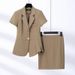 Women's Clothing Khaki Suit Jacket For Women Summer New Commuting Front Desk Short Sleeved Formal Wear OL Temperament Work Clothes Professional Suit_voghion.com