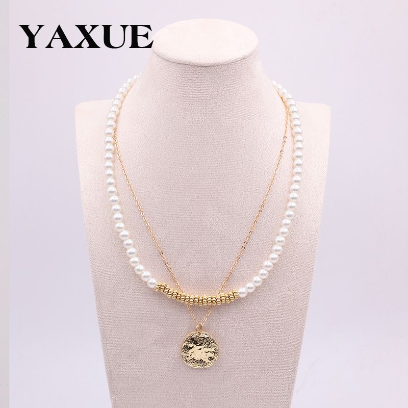 Japanese And Korean Fashion Glass Pearl Collarbone Chain Layered Personality Versatile Women's Necklace Jewelry Direct Sales_voghion.com