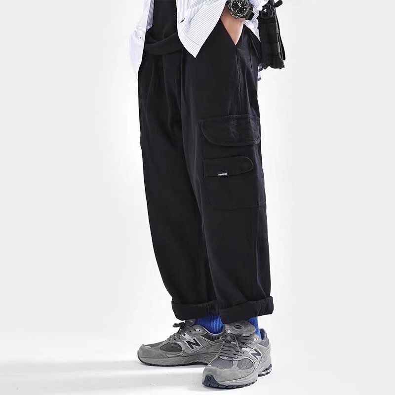 Herrenbekleidung Schwarze Angriffshose für Herren, wasserdicht und winddicht, Nylon, neue Freizeithose für Herbst und Winter, funktionelle High-Street-Hose_voghion.com