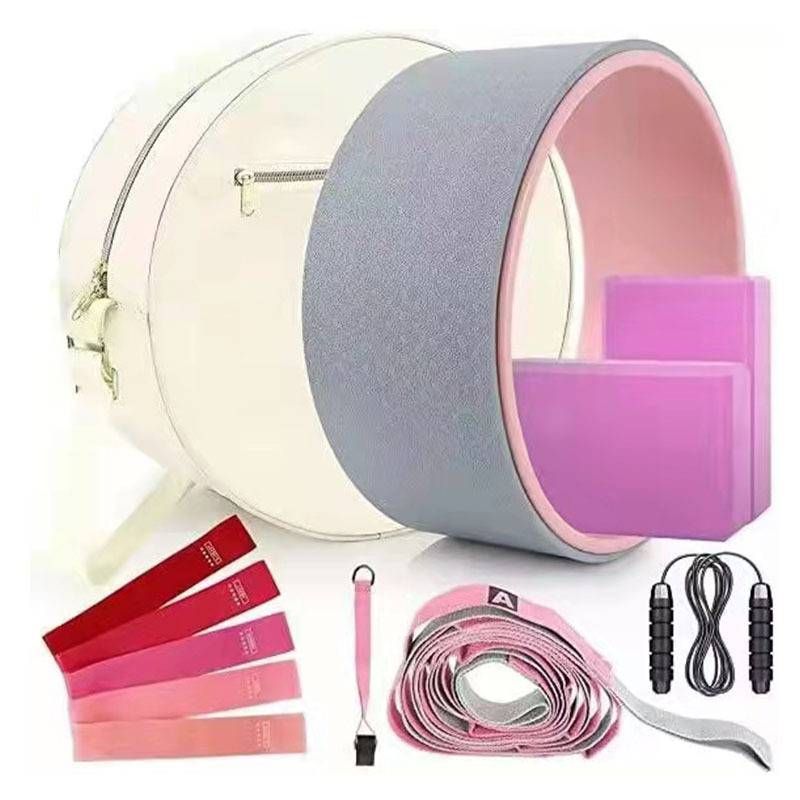 Yoga Wheel Aberto Costas Pilates Anel Yoga Hip Pull com Fivela de Porta Dharma Wheel Yoga Brick Conjunto de Cinto Elástico_voghion.com