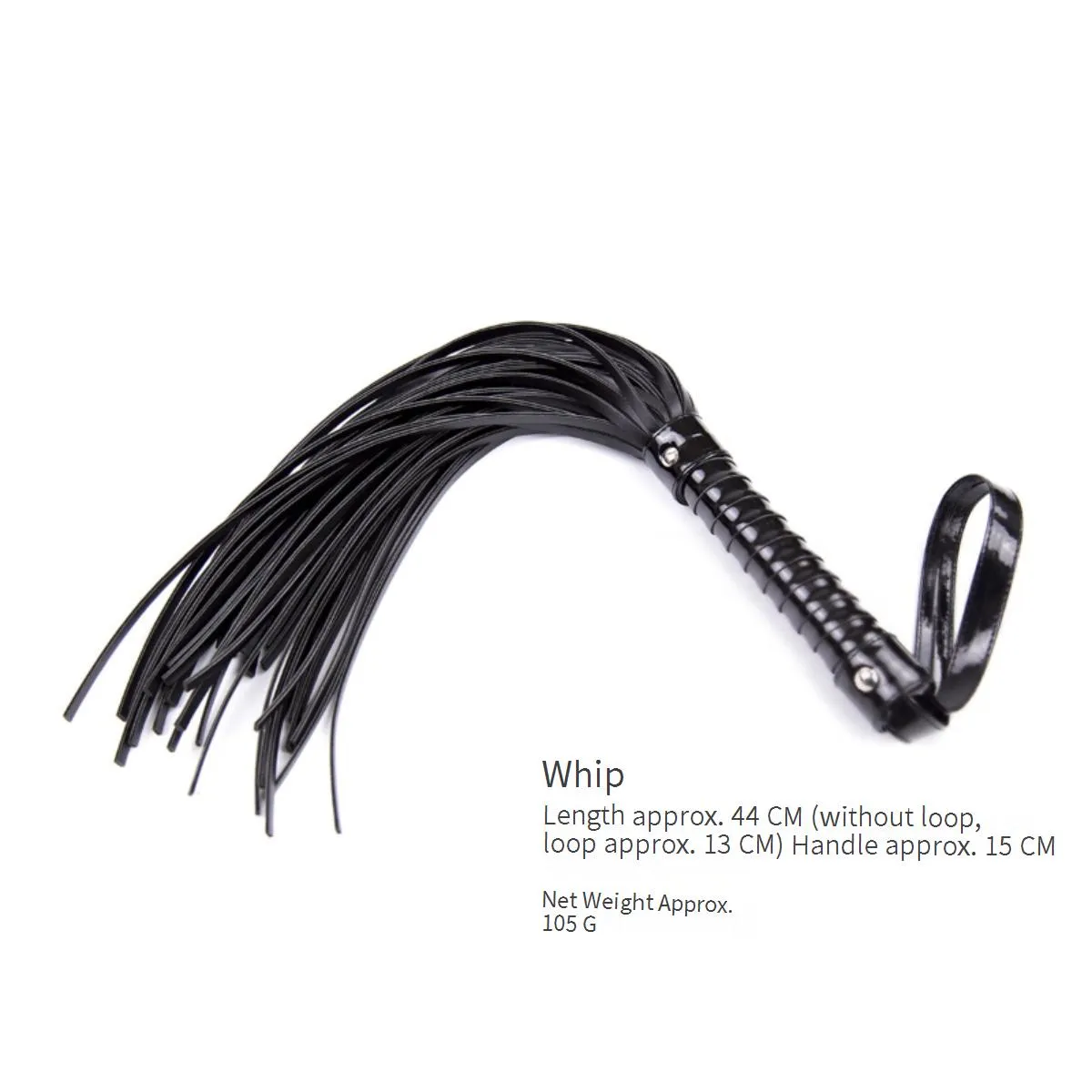 Adult Sex Toys Black Leather Whip Bright Leather Fun Handle Training Game_voghion.com