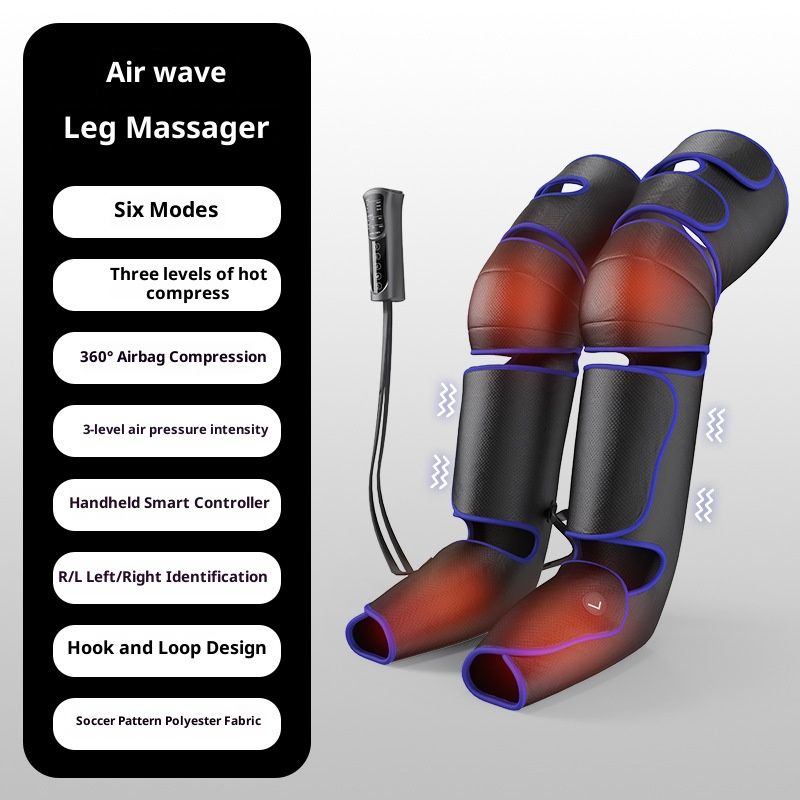 Luftkompressions-Beinmassagegerät mit Wärmetherapie – 6 Modi, 3 Wärmestufen und Vibration zur Linderung von Knie-, Waden- und Fußschmerzen_voghion.com