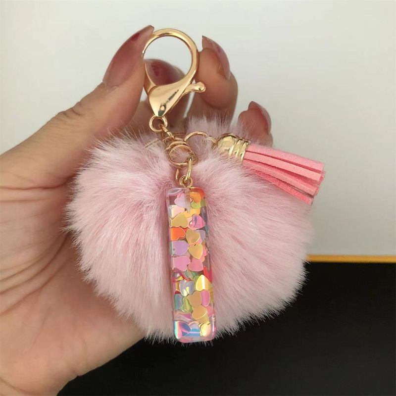 Beliebte Haar Ball Harz Englisch Anhänger Bunte Tropf Kleber Liebe Brief Schlüsselanhänger_voghion.com