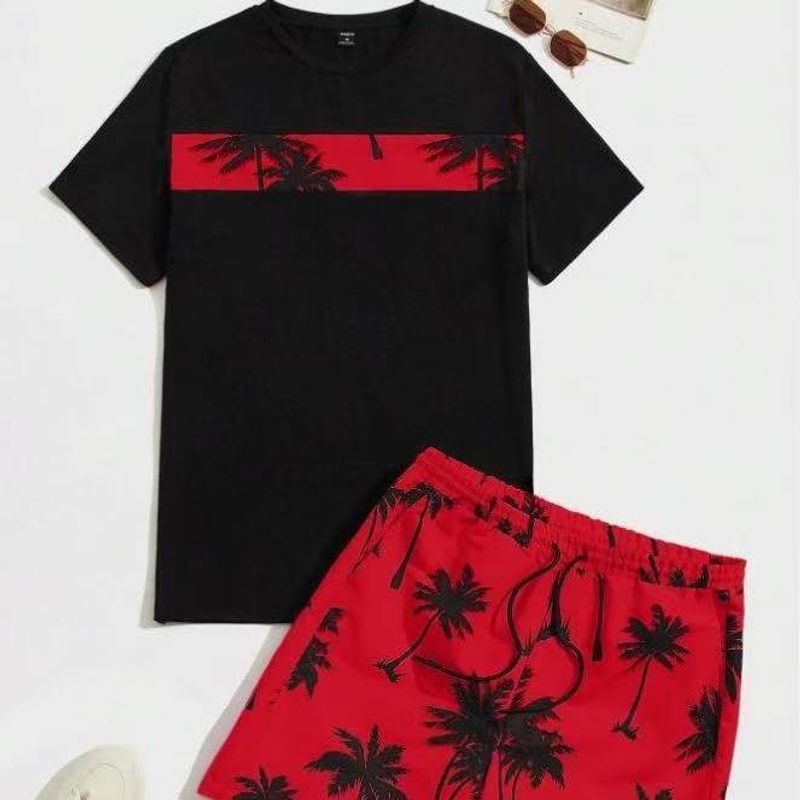 Plus Size Herren Hawaii Urlaub Casual Kurzarm Strand Sommer Dünn Luxus Sport Set_voghion.com