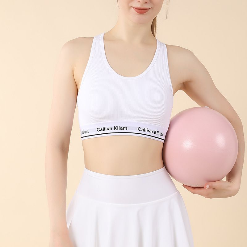 Stoßfester Sport-BH mit Buchstaben-Rücken für Damen, Fitness, Yoga, Laufen, geraffte Oberbekleidung, schnelltrocknende Weste_voghion.com