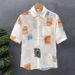 Herrenbekleidung Sommer Dünnes Kurzarmhemd mit fünf Punkten Ärmeln Blumenmuster Herren High-End Lockeres Jacquardhemd Atmungsaktives Eisseide Hübsches Oberteil_voghion.com