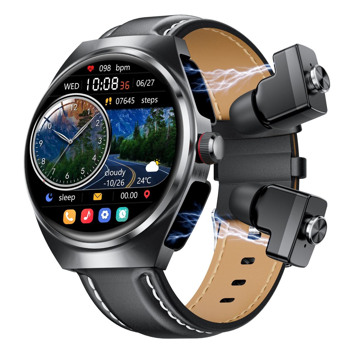 Außenhandel Exklusive TWS Bluetooth-Kopfhörer 2-in-1 1,53-Zoll-Bildschirm Herzfrequenz- und Blutsauerstofferkennung Dual Call Smart Watch_voghion.com
