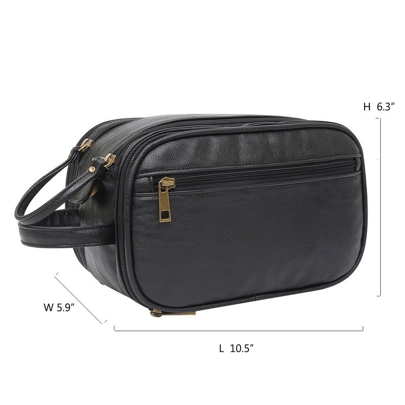  Borsa da toilette per uomo, kit Dopp da barba grande da viaggio Resistente all'acqua Articoli da toeletta da bagno Organizer Borse per cosmetici in pelle PU_voghion.com