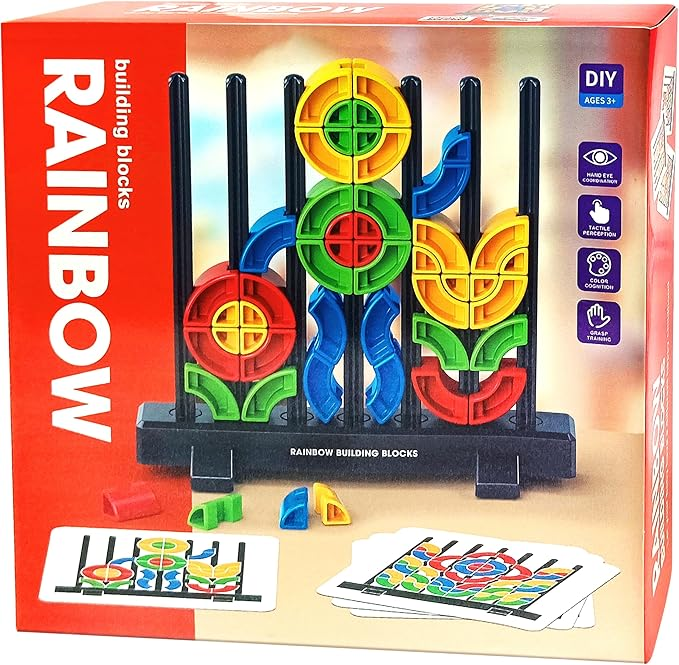 Creative Building Block Set For Toddlers, 30 Pattern Cards, Open-Ended Play Toy For Sensory Development And Problem Solving Skills_voghion.com