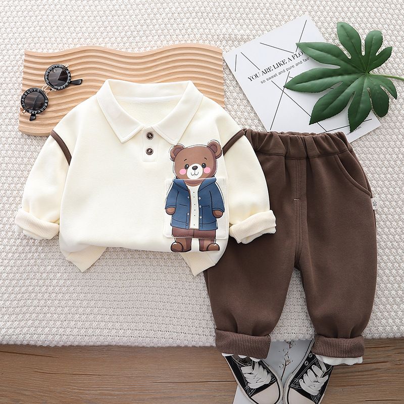Suéter de manga larga con solapa y cuello alto para bebé, otoño e invierno, grueso y cálido, de terciopelo, para niño y niña, 2023_voghion.com