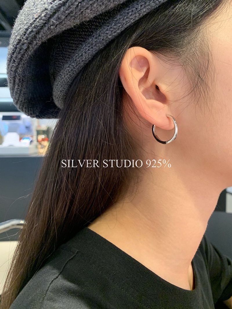 Orecchini S Pure, leggeri, di lusso, in stile francese, semplici, a cerchio, con clip, in argento, per le donne_voghion.com