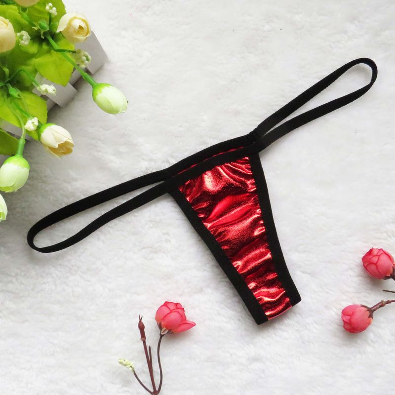 Intimates Underwear Sexy Pamas Patent Leather See-through T-Shaped Panties Women's T-Back Mini Swimsuit Swimming Trunks_voghion.com