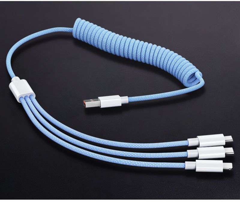 Trīs vienā datu uzlādes kabelis transportlīdzeklī uzstādītam USB kabeļa interfeisa tipa apgaismojumam Mikro tipa c atbalsts 100 W ātra uzlāde_voghion.com
