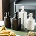 Handmade Ceramic Dispenser Bottles (340ml) – Matte White & Black Refillable Containers For Soap, Lotion & Shampoo – Elegant Bathroom, Spa & Home Decor_voghion.com