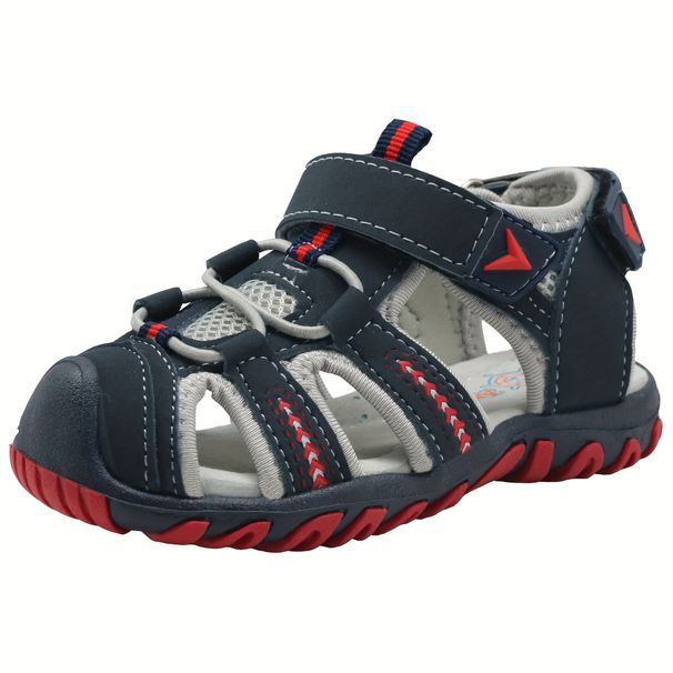 Sandali alla moda da ragazzo con punta chiusa e chiusura a strappo, comode scarpe da spiaggia antiscivolo e resistenti per bambini_voghion.com