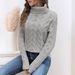 Women's High Neck Cable Knit Sweater - Soft Chunky Wool Pullover With Solid Color & Ribbed Detailing For Fall/Winter Layering_voghion.com