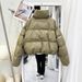 Women's Short PU Leather Down Jacket Winter Puffer Coat With Hood, Lightweight Warm Quilted Outerwear For Casual Streetwear_voghion.com