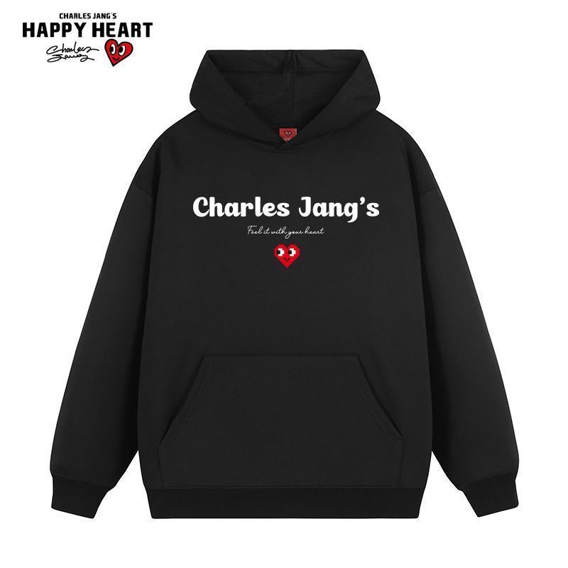 Felpa con cappuccio Charles Heart, primavera autunno, stampa con lettere, nuova giacca casual e ampia in stile coreano_voghion.com