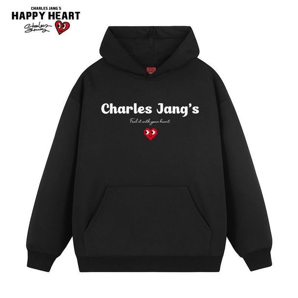 Felpa con cappuccio Charles Heart, primavera autunno, stampa con lettere, nuova giacca casual e ampia in stile coreano_voghion.com