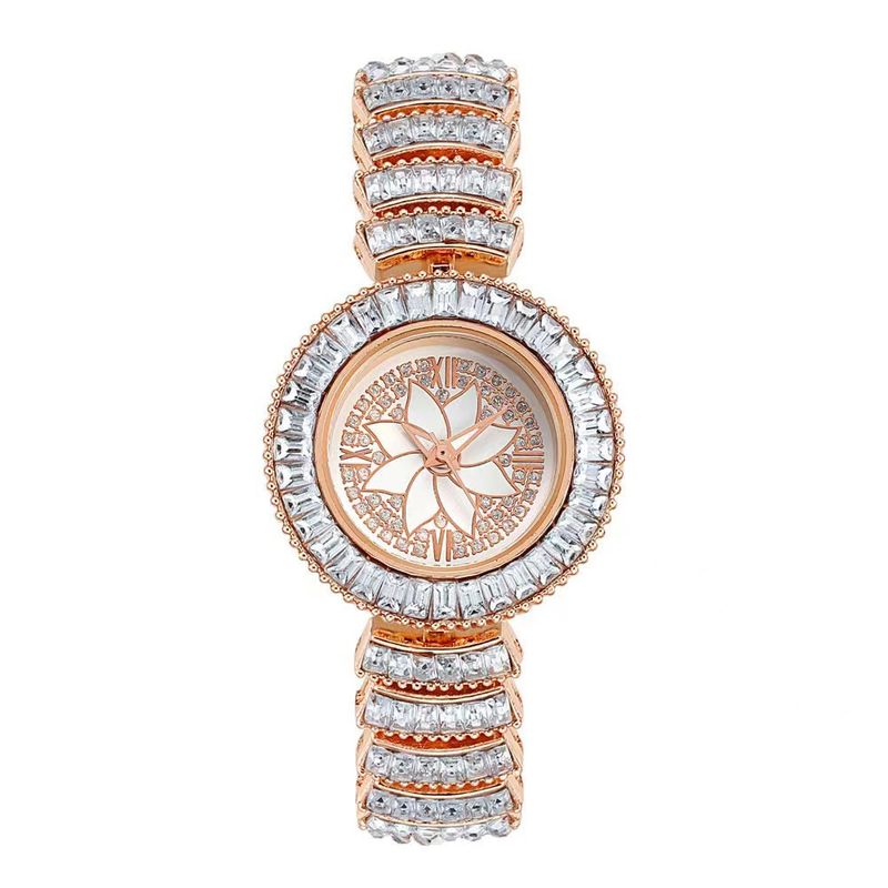 Damen Armbanduhr Fein Band Temperament Quarz Strass Legierung Armbanduhr voller Stären_voghion.com