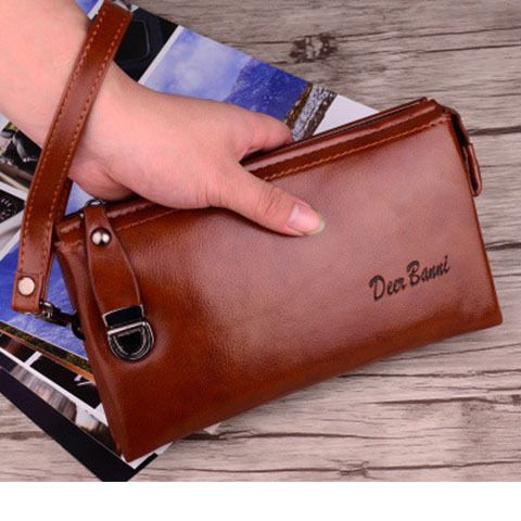 Männer ClutchBag Handgelenkbeutel Moud Männer Grouss Kapazitéit Handtasche Weich Lieder Reißverschluss Portemonnaie Handybeutel Duebel Funktioun_voghion.com