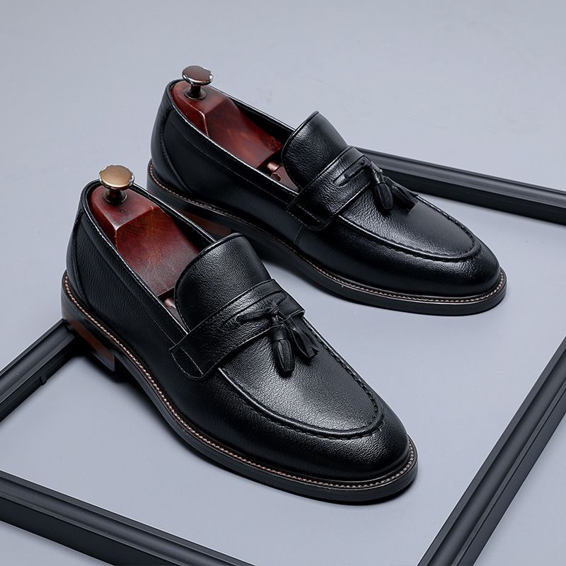 Business-Leder für Männer mit faulen Füßen, lässige Herrenschuhe mit Quaste, die die Höhe erhöhen, Le Fu-Schuhe mit einem Fuß_voghion.com