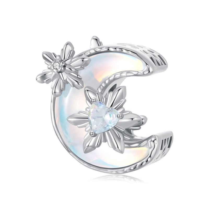 Snow Moon Charm   Sterling Silver Charm,BSC1072_voghion.com