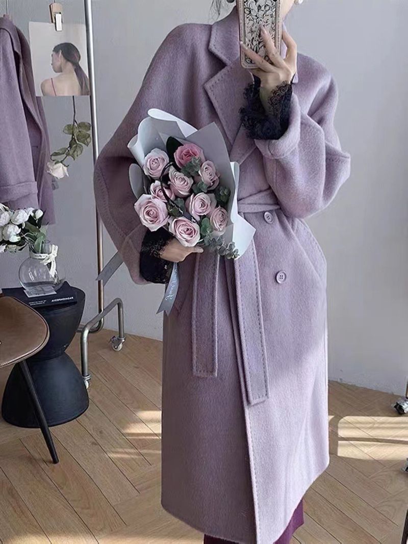 2023 Popular New Product Mulberry Silk Double sided Cashmere Coat Women's Double breasted Classic Women's Wool Coat_voghion.com