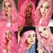 Kairuisi Lace Front Wig 24 Inch Pink - Heat Resistant Synthetic Hair, Middle Part Long Wavy Curly Wig, Natural Looking Hand-Tied + Machine Made_voghion.com
