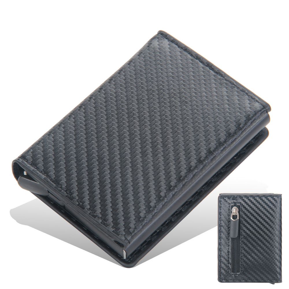 BAELLERRY new anti-magnetic card holder men's short RFID automatic card buckle zipper card holder_voghion.com
