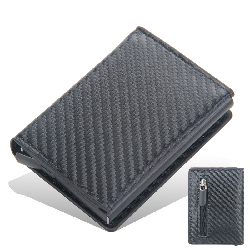 BAELLERRY neuer antimagnetischer Kartenhalter für Herren, kurzer RFID-Kartenhalter mit automatischer Kartenschnalle und Reißverschluss_voghion.com