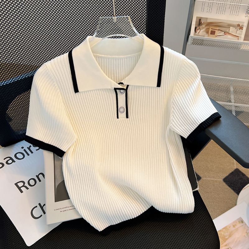 Women's Clothing Short Sleeved Knitted Sweater T Shirt Tops_voghion.com