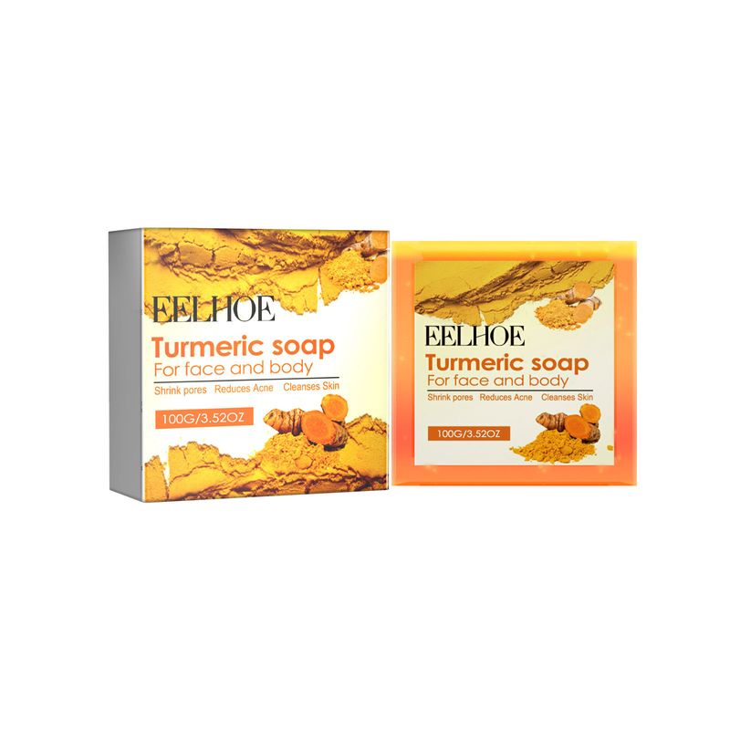 EELHOE Turmeric Deeply Cleanses Pores, Moisturizes Facial Skin, Refreshing And Oil Controlling Cleansing Soap_voghion.com