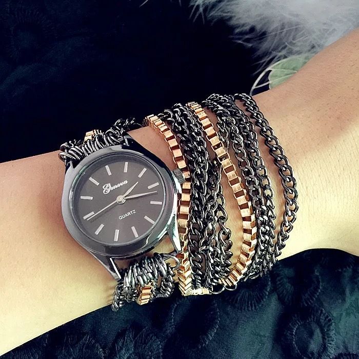 Reloj de moda estilo cadena ginebrina para mujer, con pulsera larga, 2019_voghion.com