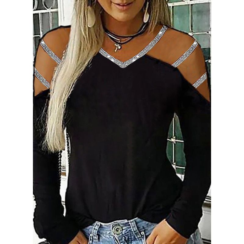 Women's Popular Road Shoulder Long-sleeved T-shirt_voghion.com