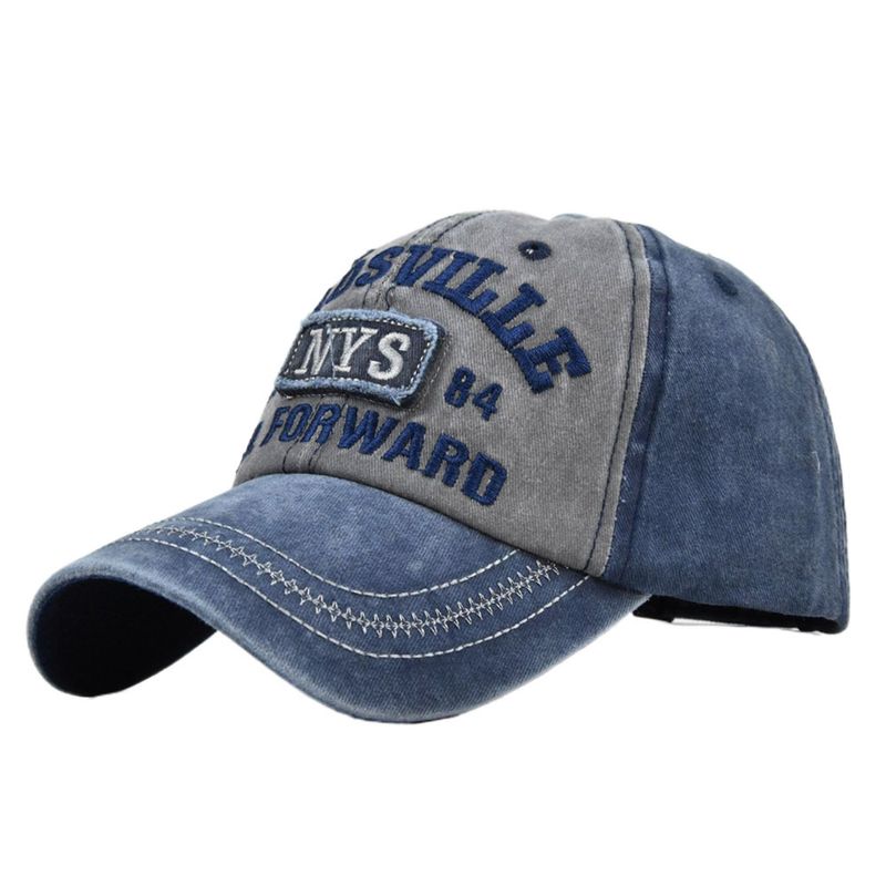 Washed NYS 3D Embroidered Baseball Worn Out Duck Tongue Sun Visor Hip Hop Trendy Hat_voghion.com