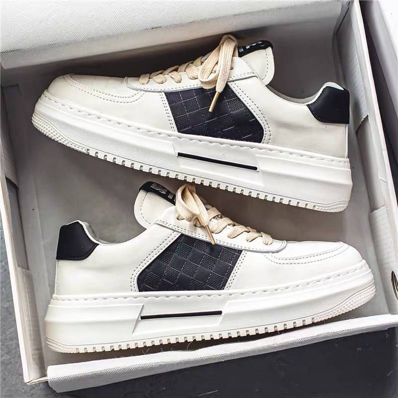 2024 Spring New Breathable White Shoes Men's Trendy Versatile Thick soled Sports Shoes Casual Student Board Shoes_voghion.com