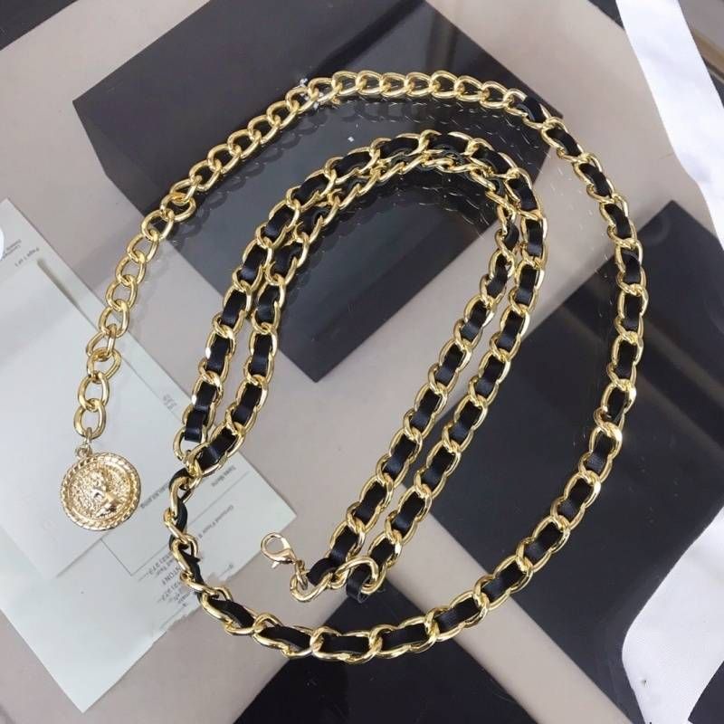 New Women's Fashion Versatile Portrait Pendant Metal Leather Braided Waist Chain Sweet Cool Sexy Decorative Waist Chain_voghion.com