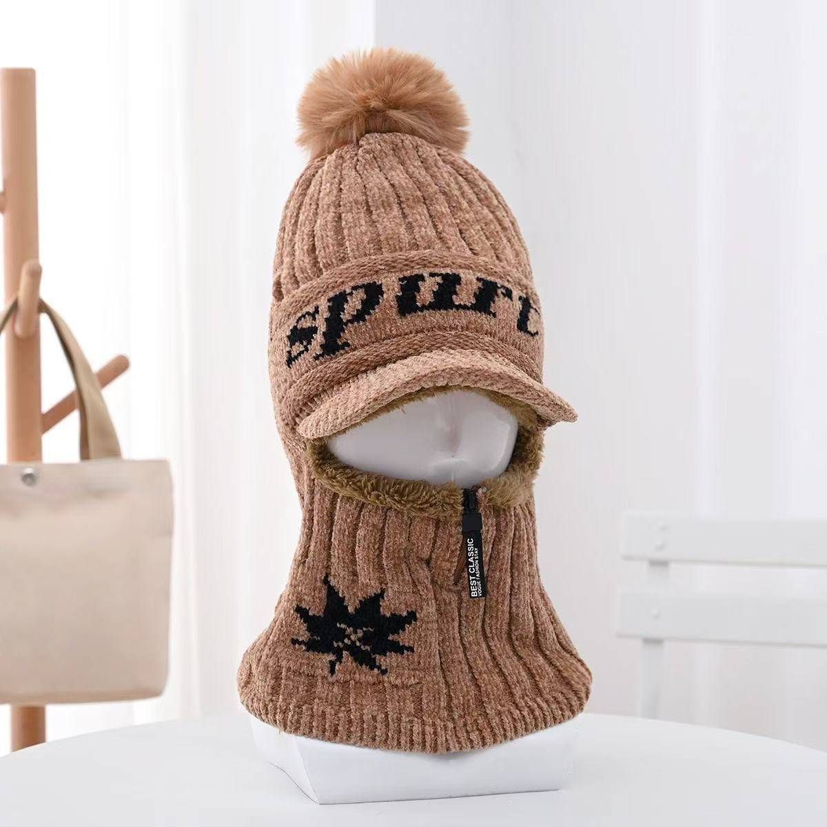 Berretto da donna in maglia con fodera in pile, paraorecchie e pompon – Cappello invernale termico antivento per ciclismo e sci (5 colori, poliestere traspirante)_voghion.com