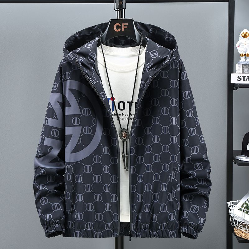 Plus Size Wear Fat Spring Coat Lässige Herrenjacke mit Kapuze, lockere Passform, Top-Mode_voghion.com