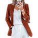 Autumn and winter new corduroy cardigan temperament slim fit solid color casual professional small suit jacket_voghion.com
