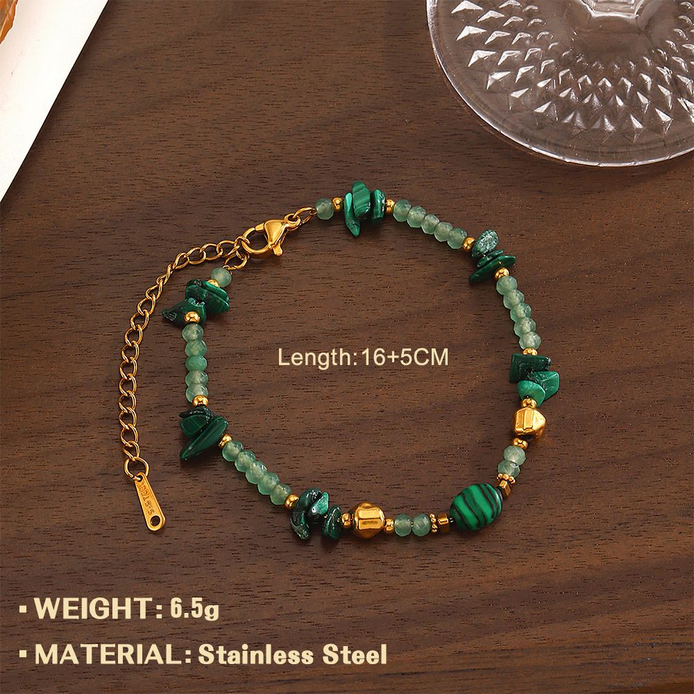 Böhmischer Naturstein Handgefertigte Perlen Persönlichkeit Trend Ethno-Stil Malachit Armband Schmuck_voghion.com