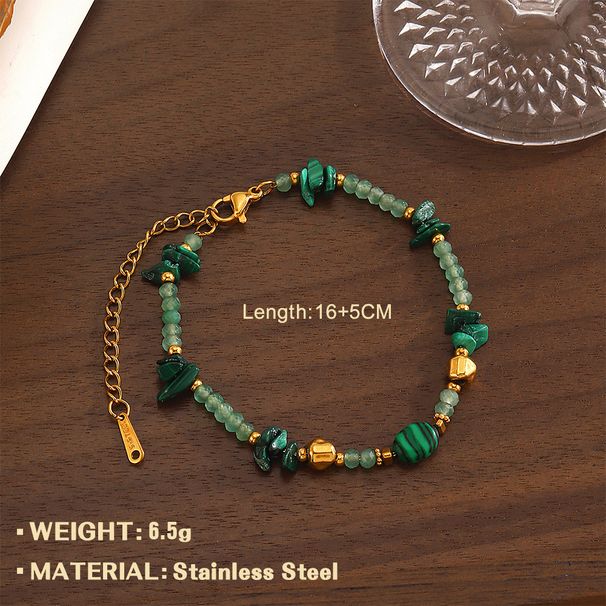 Böhmischer Naturstein Handgefertigte Perlen Persönlichkeit Trend Ethno-Stil Malachit Armband Schmuck_voghion.com