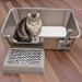 Caja de acero inoxidable semicerrada, inodoro extragrande a prueba de salpicaduras para gatos Maine Coon_voghion.com
